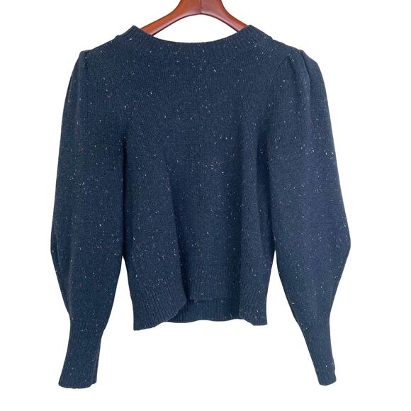 Womens Sweater XS Puffy Sleeves Speckled Cottage Folk Cabin Peasant Feminine - Picture 8 of 8